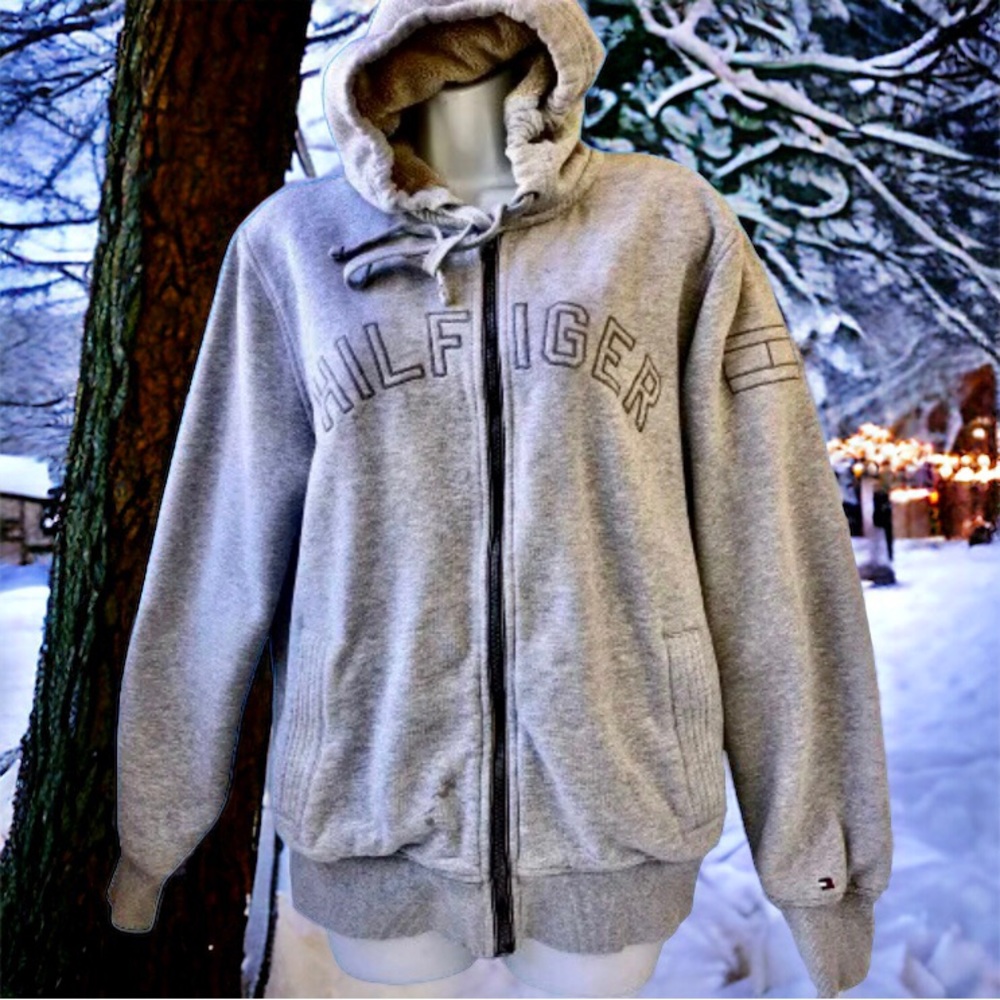 Tommy Hilfiger Fur Lined Hoodie Sweatshirt USED Flaws